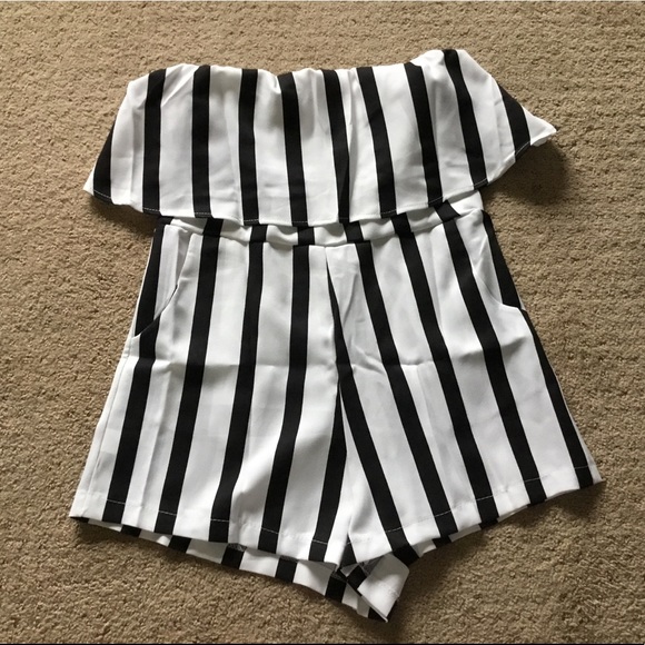 💕Sexy Strapless striped romper - Picture 4 of 5